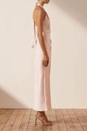 SHONA Joy Luxe Gathered Halter Midi Dress - Porcelain