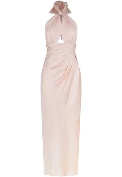 SHONA Joy Luxe Gathered Halter Midi Dress - Porcelain