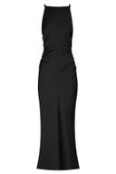SHONA Joy Luxe High Neck Ruched Midi Dress - Onyx