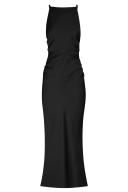 SHONA Joy Luxe High Neck Ruched Midi Dress - Onyx