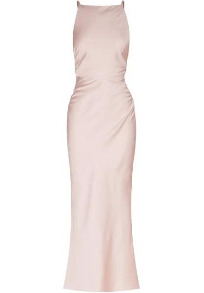 SHONA Joy Luxe High Neck Ruched Midi Dress - Porcelain