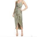 SHONA Joy Luxe Tie Front Cocktail Dress - Eucalyptus