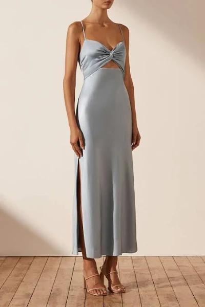 SHONA Joy Luxe Twist Front Sleeveless Midi Dress - Azure