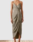 SHONA Joy Luxe Twist Front Sleeveless Midi Dress - Eucalyptus