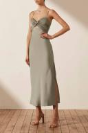 SHONA Joy Luxe Twist Front Sleeveless Midi Dress - Eucalyptus