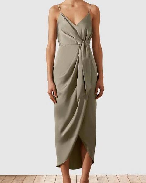 SHONA Joy Luxe Twist Front Sleeveless Midi Dress - Eucalyptus
