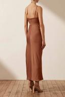 SHONA Joy Luxe Twist Front Sleeveless Midi Dress - Mocha