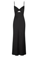 SHONA Joy Luxe Twist Front Sleeveless Midi Dress - Onyx