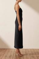 SHONA Joy Luxe Twist Front Sleeveless Midi Dress - Onyx