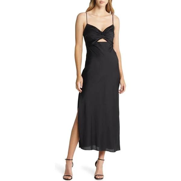 SHONA Joy Luxe Twist Front Sleeveless Midi Dress - Onyx