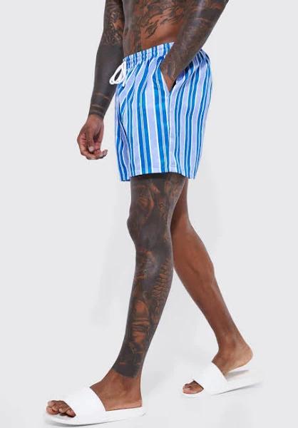 Short Length Stripe Swim Shorts