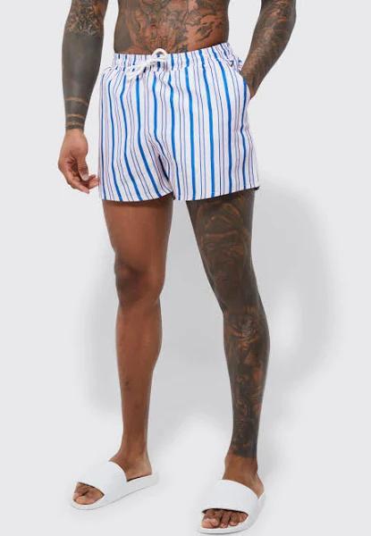 Short Length Striped Swim Shorts