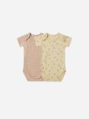 Short Sleeve Bodysuit, 2 Pack | Blossom, Apricot Stripe, 18-24M