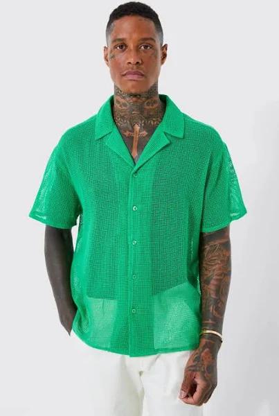 Short Sleeve Boxy Open Weave Shirt