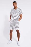 Short Sleeve Boxy Revere Stripe Shirt & Short Set