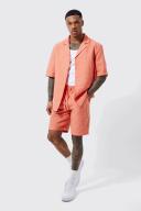 Short Sleeve Dropped Revere Ribbed Shirt