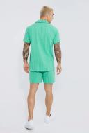 Short Sleeve Revere Linen Look Stripe Shirt & Short Set