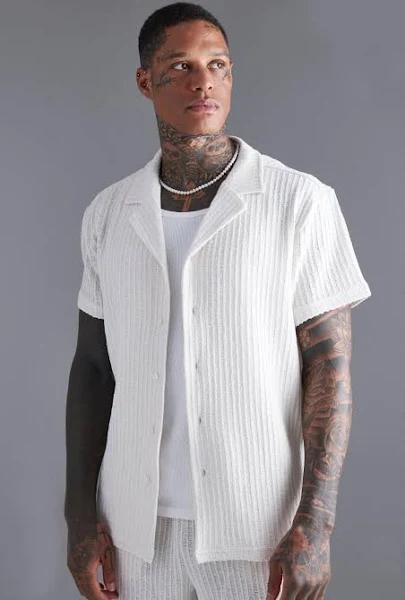 Short Sleeve Revere Textured Shirt