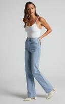 Showpo | Dexter Straight Leg Denim Jeans in Mid Blue Wash - 10 (M)