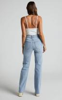 Showpo | Dexter Straight Leg Denim Jeans in Mid Blue Wash - 10 (M)