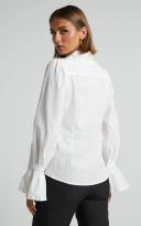 Showpo | Riggie Shirt - Button Up Flared Sleeve Cotton Shirt in White - 18 (XXXL)