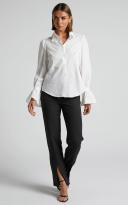 Showpo | Riggie Shirt - Button Up Flared Sleeve Cotton Shirt in White - 18 (XXXL)