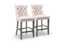 Siena Set of 2 Velvet Bar Stools -Beige - Odin Furniture