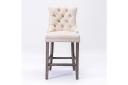 Siena Set of 2 Velvet Bar Stools -Beige - Odin Furniture