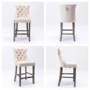Siena Set of 2 Velvet Bar Stools -Beige - Odin Furniture