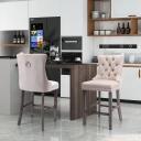 Siena Set of 2 Velvet Bar Stools -Beige - Odin Furniture