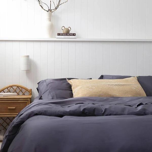 Sienna Living Bamboo Cotton 400 Thread Count Quilt Cover Bedding Set, Double / Charcoal