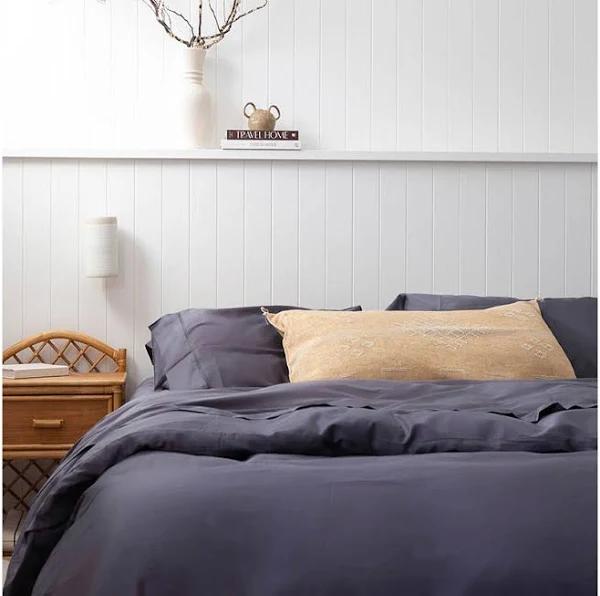 Sienna Living Bamboo Cotton | Charcoal | Quilt Cover and Fitted Sheet | Super King
