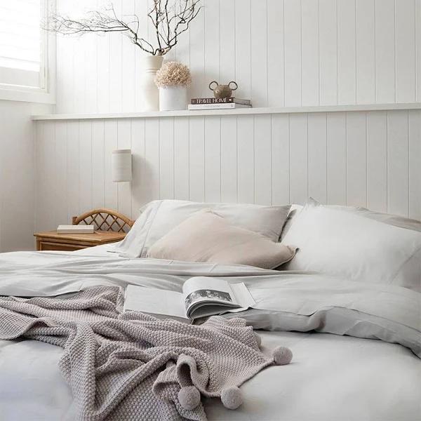 Sienna Living Bamboo Egyptian Cotton Fitted Sheet, Super King / Light Silver