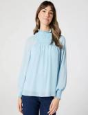 Sienna Shirred Neck Raglan Blouse - Ink - 12