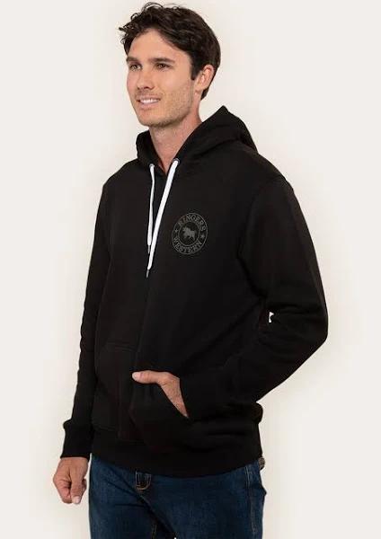 Signature Bull Black with Military Green Mens Pullover Hoodie: 2XL
