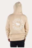 Signature Bull Mens Pullover Hoodie - Latte with White Print M
