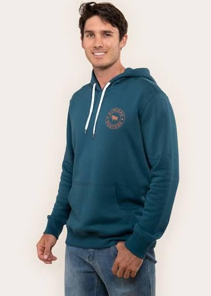 Signature Bull Mens Pullover Hoodie - Petrol Blue/Copper M / Petrol Blue with Copper Print
