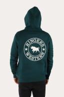 Signature Bull Mens Pullover Hoodie - Pine Green with White Print L