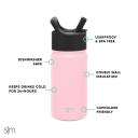 Simple Modern 415 ml Summit Kids Water Bottle With Straw Lid -Travel Hydro Vacuum Insulated Flask Double Wall Liter - 18/8 Stainless Steel -Blush