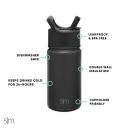 Simple Modern 415 ml Summit Kids Water Bottle With Straw Lid -Travel Hydro Vacuum Insulated Flask Double Wall Liter - 18/8 Stainless Steel -Blush