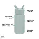 Simple Modern 415 ml Summit Kids Water Bottle With Straw Lid -Travel Hydro Vacuum Insulated Flask Double Wall Liter - 18/8 Stainless Steel -Blush