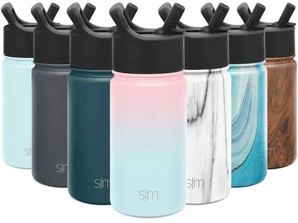 Simple Modern 415ml Summit Kids Water Bottle With Straw Lid - Travel Hydro Vacuum Insulated Flask Double Wall Liter - 18/8 Stainless Steel Ombre: