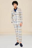 Single Breasted Check Skinny Suit Jacket