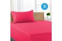 Single Size Hot Pink Color Poly Cotton Fitted Sheet + Pillowcase