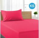 Single Size Light Pink Color Poly Cotton Fitted Sheet + Pillowcase