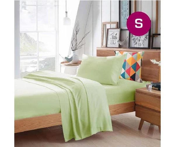Single Size Pistachio Color Poly Cotton Fitted Sheet Flat Sheet Pillowcase Sheet Set