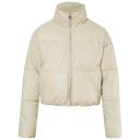 Sixth June Cropped Oversized Puffer in Faux Leather in Washed khaki-Green