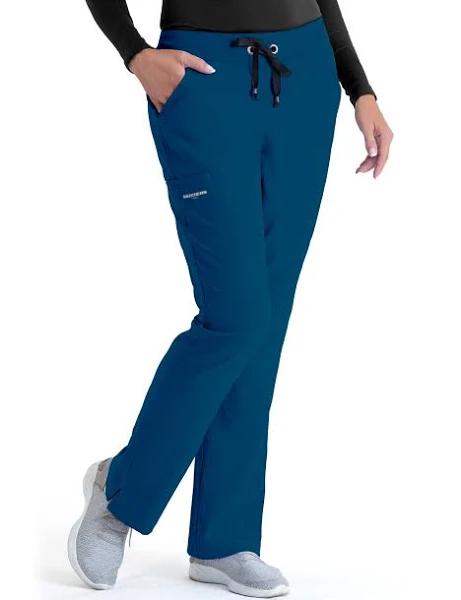 Skechers by Barco Women's Knit Waistband Cargo Scrub Pant - S - Navy