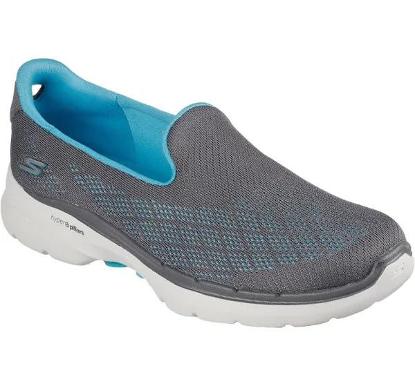 Skechers Go Walk 6 Cosmic Force Charcoal Aqua, Charcoal Aqua / US 8 / Synthetic