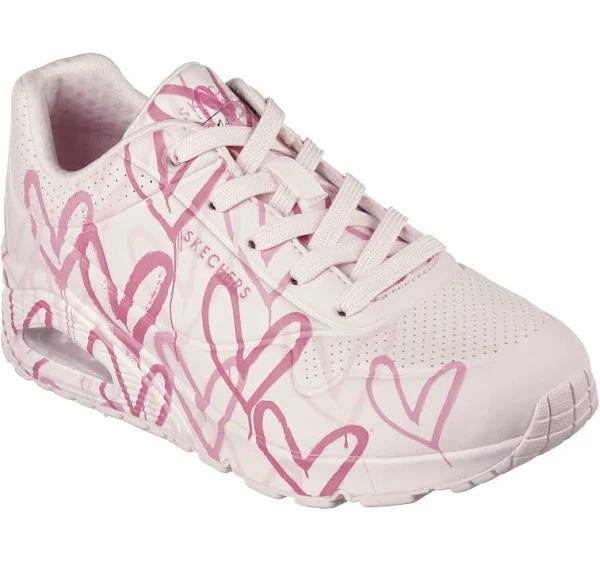 Skechers Uno Light Pink Hearts Sneakers Light Pink Womens Sneakers Casuals Shoes